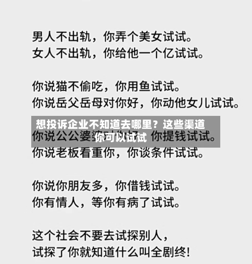想投诉企业不知道去哪里？这些渠道你可以试试