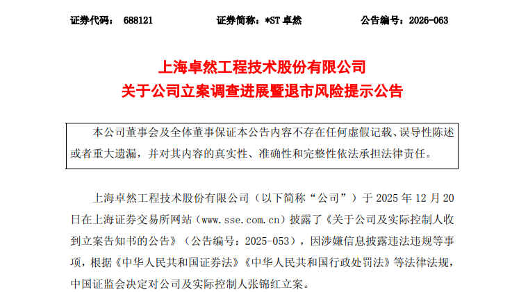 *ST卓然、*ST清越：提示强制退市风险